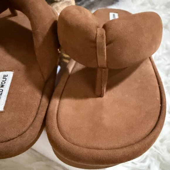 Naked Wolfe Hilary Brown Leather Platform Flip Flop Sandals EU 37 US 7 - Picture 9 of 10